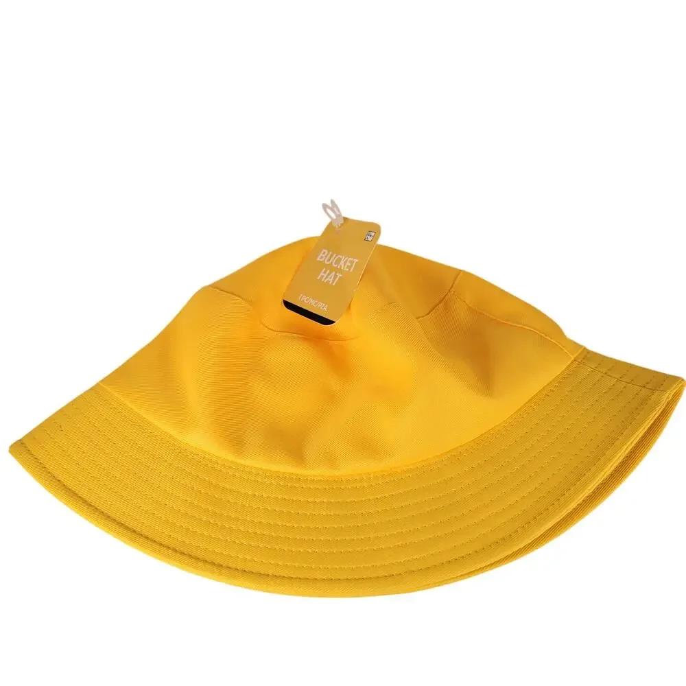 Yellow Bucket Hat Adult Novelty Cap Lightweight Solid Color Summer Sun Unlined